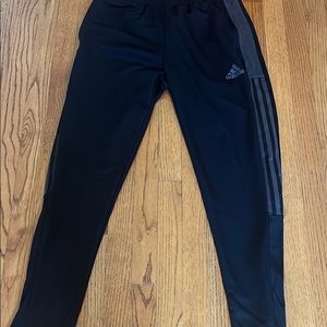 Adidas Mens Medium black jogger/ grey stripe with zippers